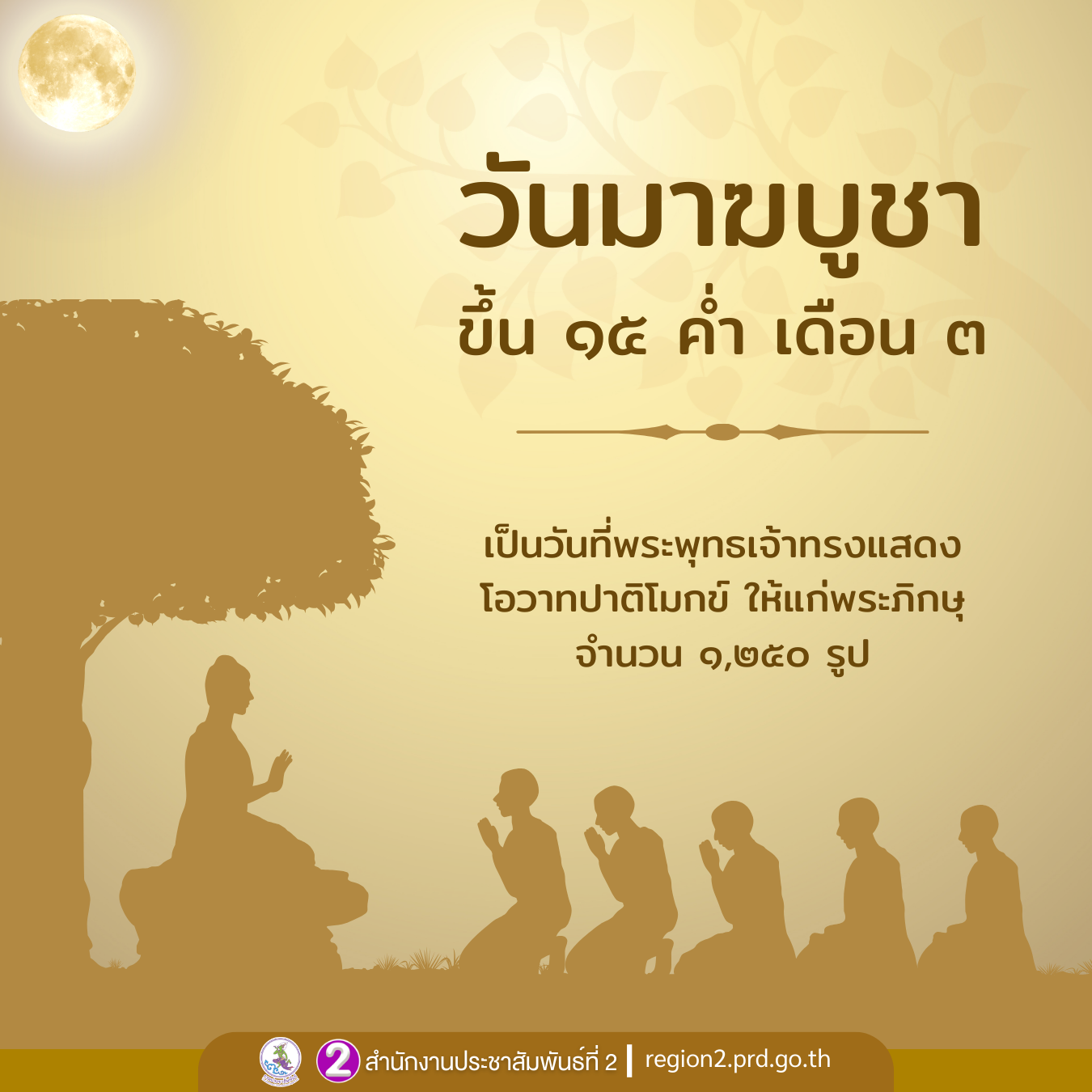 วันมาฆบูชา ตรงกับวันขึ้น 15 ค่ำ เดือน 3