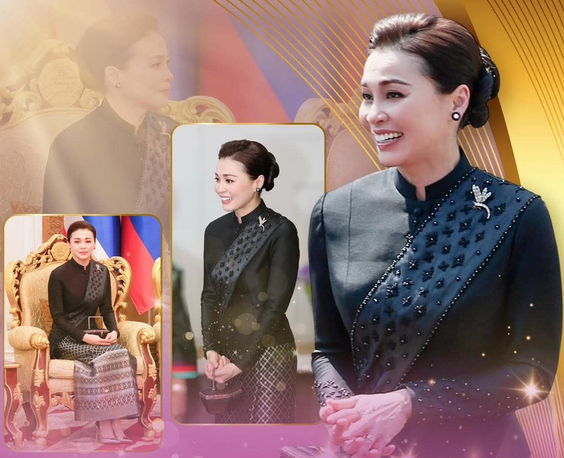 "พระสิริโฉมงามตระการ ฉลองพระองค์ชุดไทยอมรินทร์ประยุกต์ วิจิตราภรณ์แห่งศรัทธาสะท้อนเอกลักษณ์ไทย"