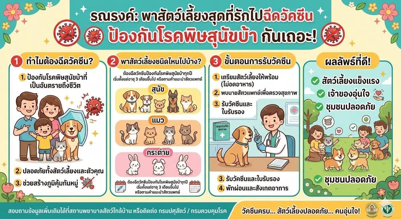 🐶🐱 พาสัตว์เลี้ยงสุดที่รักไปฉีควัคซีนป้องกันโรคพิษสุนัขบ้า กันเถอะ 💉💉